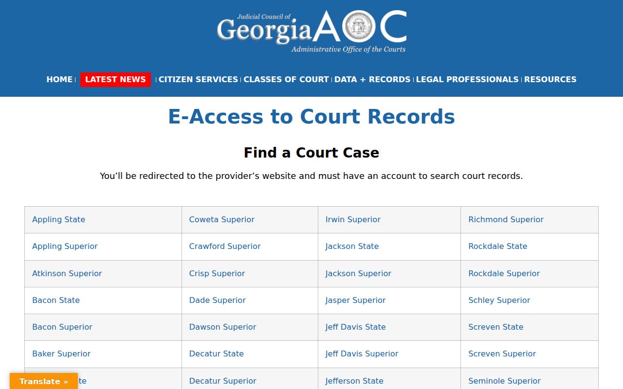 Gordon County case search E-Access directory