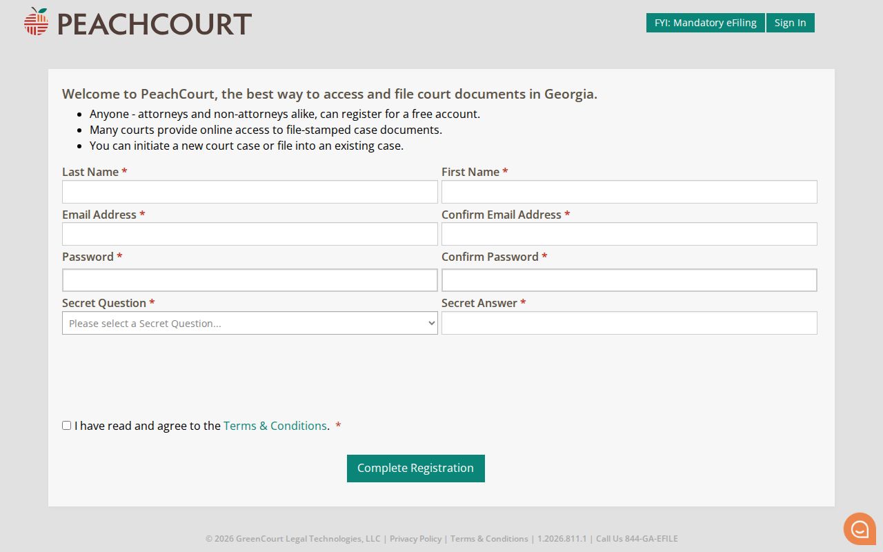 Gordon County PeachCourt registration