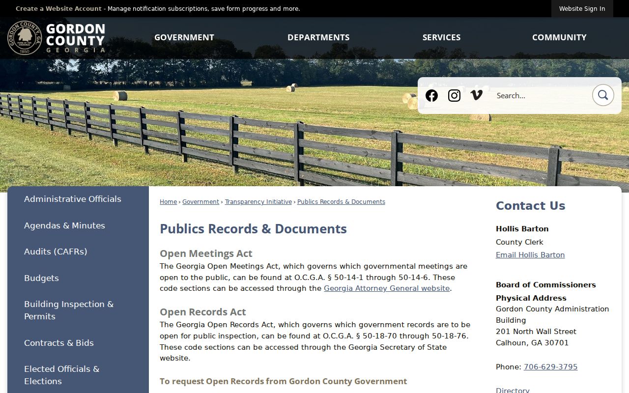 Gordon County court records public documents page