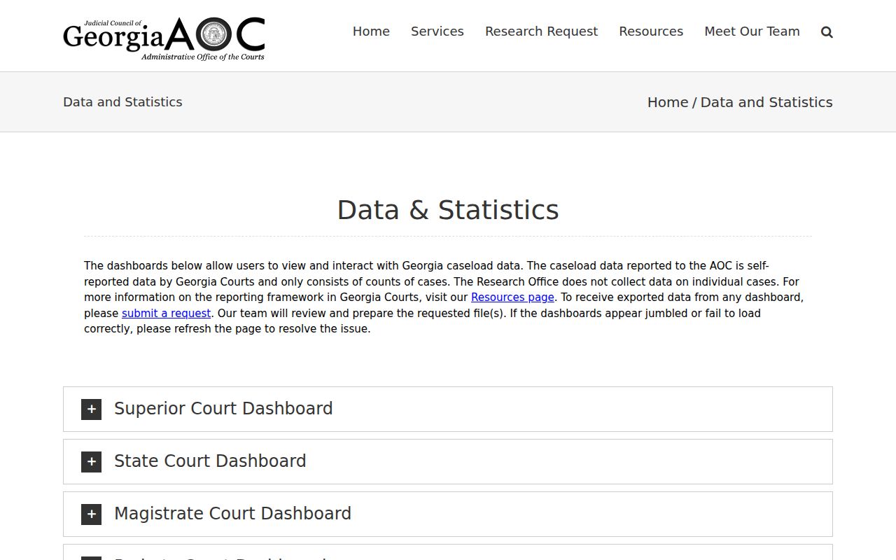 Gordon County court records statistics source