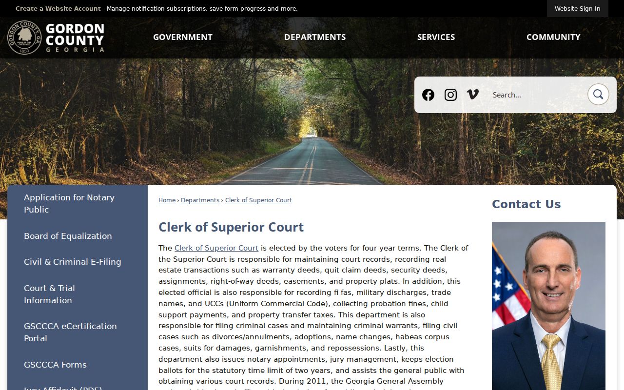 Gordon County Clerk of Superior Court docket records office