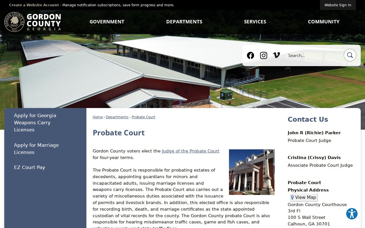 Gordon County Probate Court docket source
