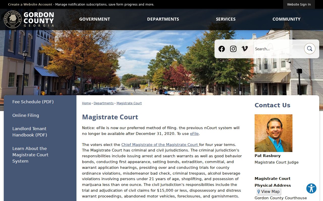 Gordon County Magistrate Court docket and filing source