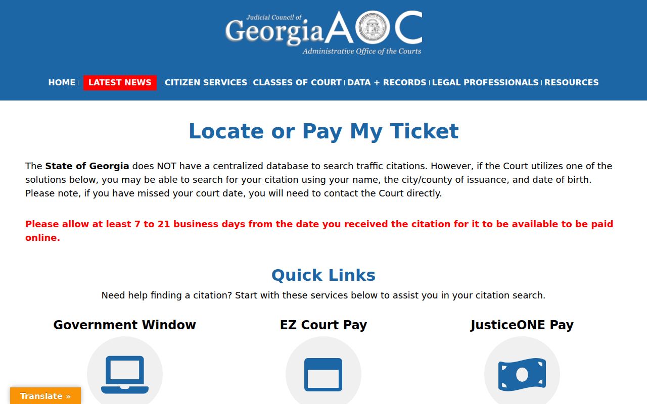 Gordon County traffic court records ticket locator